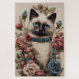 Puzzle Embroidería de gatos y Rosas siameses