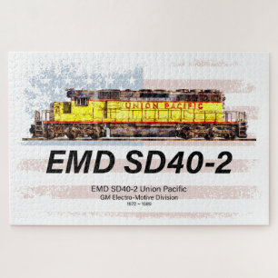 Puzzle EMD SD40-2 Locomotora Diesel. Bandera estadouniden