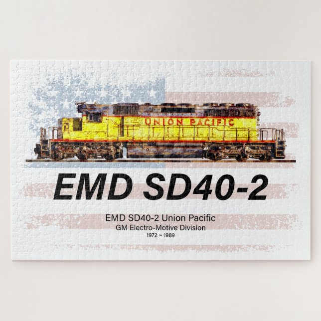 Puzzle EMD SD40-2 Locomotora Diesel. Bandera estadouniden (Horizontal)