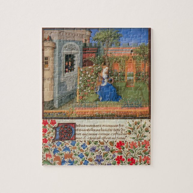 Puzzle Emilia en el jardín rosa arte medieval (Vertical)