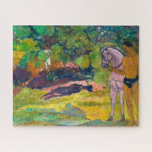 Puzzle En el jardín de vainilla, hombre y caballo Gaugu