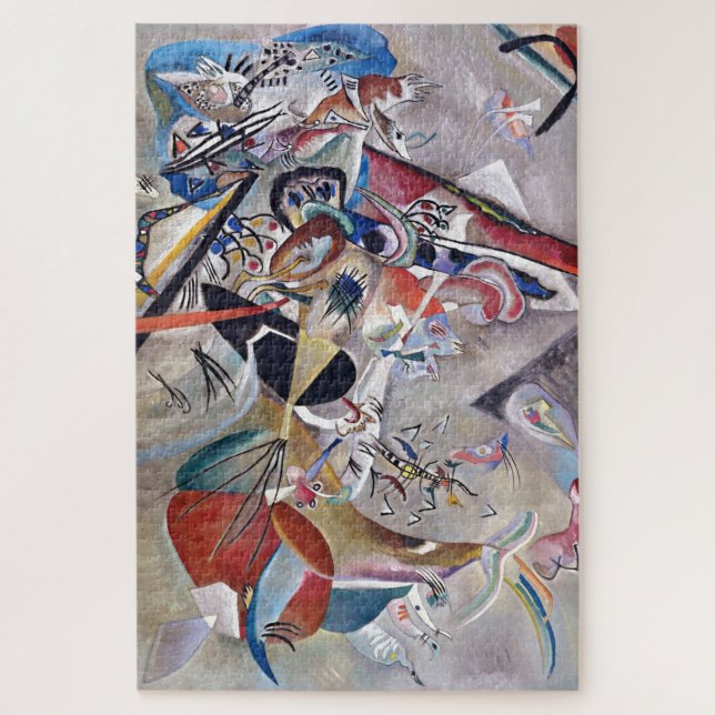 Puzzle En Gray Kandinsky arte abstracto moderno (Vertical)