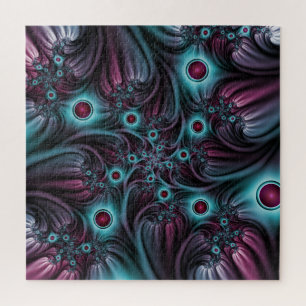 Puzzle En profundidad Arte fractal rosa azul abstracto ab
