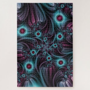 Puzzle En profundidad Arte fractal rosa azul abstracto ab