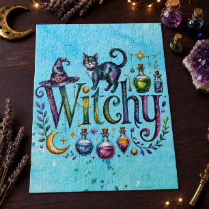 Puzzle Encantado Gato Brujo Botica Acuarela