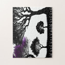 Puzzle Encantador bosque morado de silueta