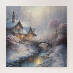 Puzzle Encantador paisaje vintage en invierno