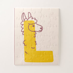 Puzzle Encantadora letra "L" Llama Arte Alfabeto 