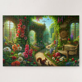 Puzzle Enchanted Garden Path Lush Floral Scenery