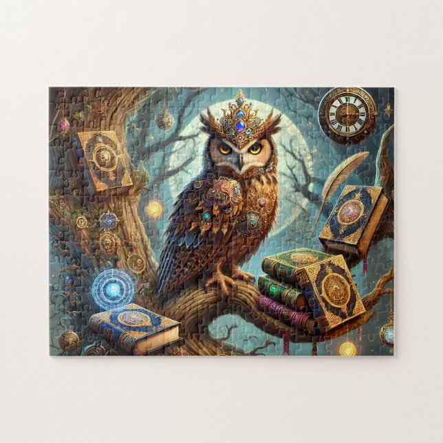 Puzzle Enchanted Owl Mystical Library Tree (Horizontal)