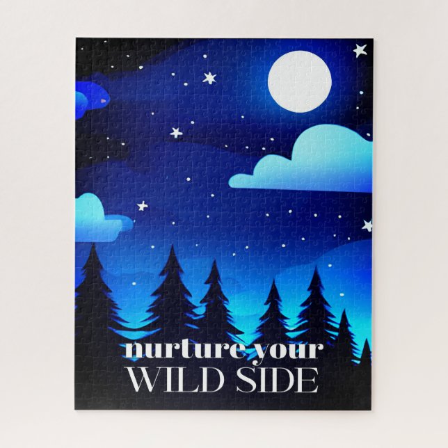 Puzzle Enciende Tu Lado Salvaje - Luna. Estrellas y pinos (Vertical)