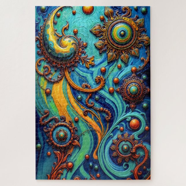 Puzzle Energía del universo: Resumen del patrón barroco (Vertical)