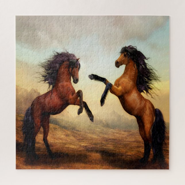 Puzzle Enfrentamiento de caballos salvajes (Vertical)