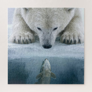 Puzzle Enfrentamiento entre oso polar y pez