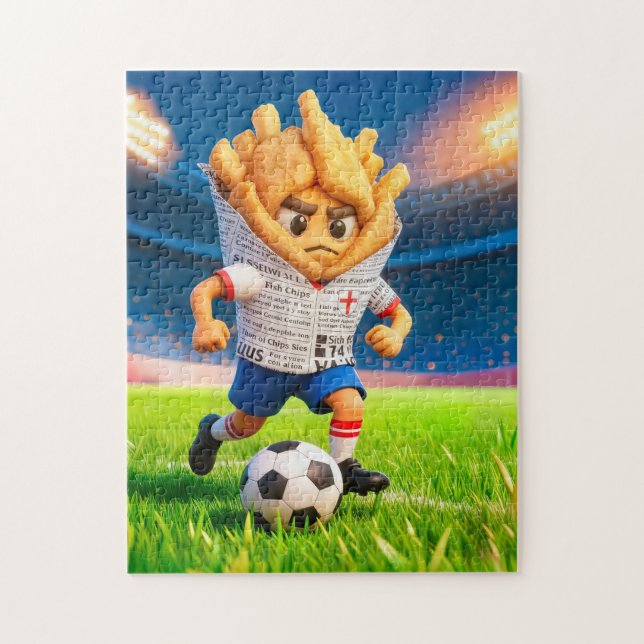Puzzle English fish and chips soccer player character (Vertical)