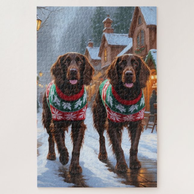 Puzzle English Setter Dogs Christmas Snow Holiday (Vertical)