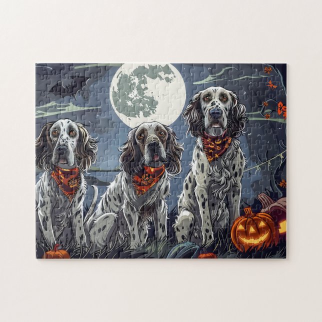 Puzzle English Setter Halloween Spooky (Horizontal)