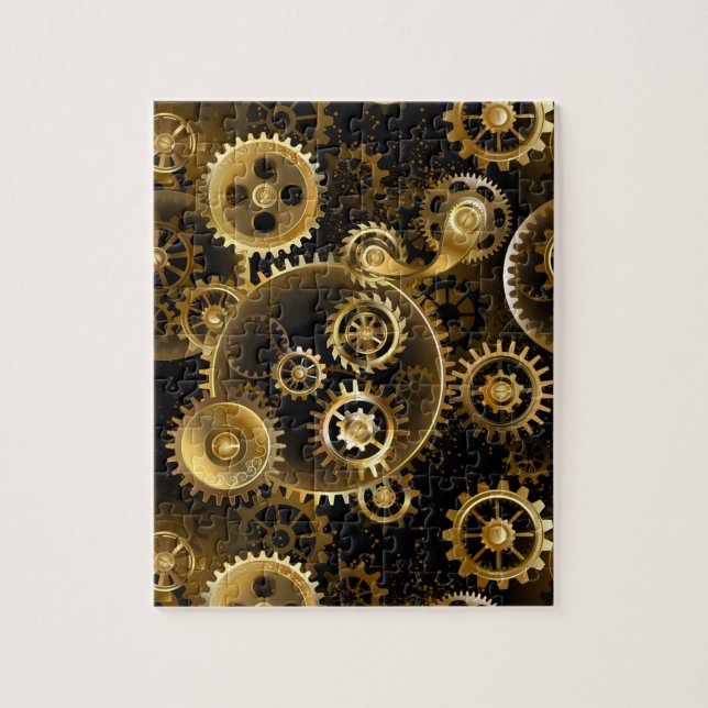 Puzzle Engranajes de latón Steampunk sin costuras (Vertical)