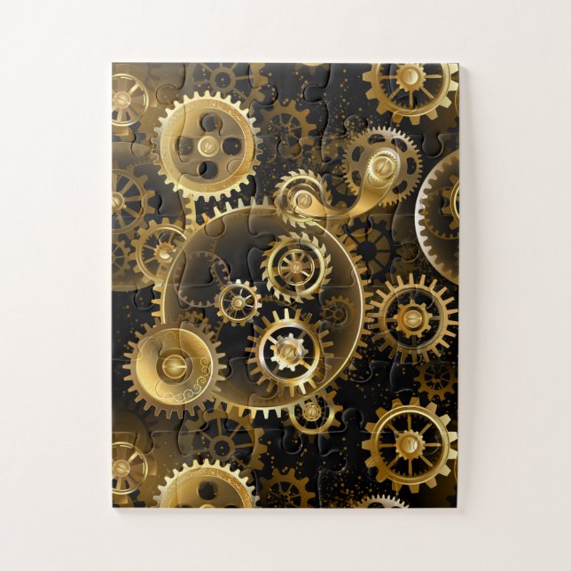 Puzzle Engranajes de latón Steampunk sin costuras (Vertical)