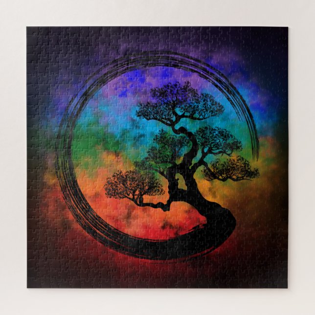 Puzzle Enso Zen Circle y Bonsai Tree Nebula (Vertical)
