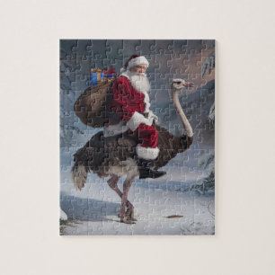 Puzzle Entrega divertida de Navidades de Santa y Ostrich