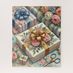 Puzzle Envoltura de regalo vintage flores pastel