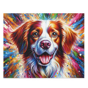 Puzzle Epagneul bretón: Spaniel de Bretaña naranja y blan