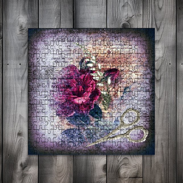 Puzzle Ephemera floral de rosa roja (Subido por el creador)