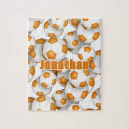 Puzzle equipo blanco naranja colores fútbol infantil
