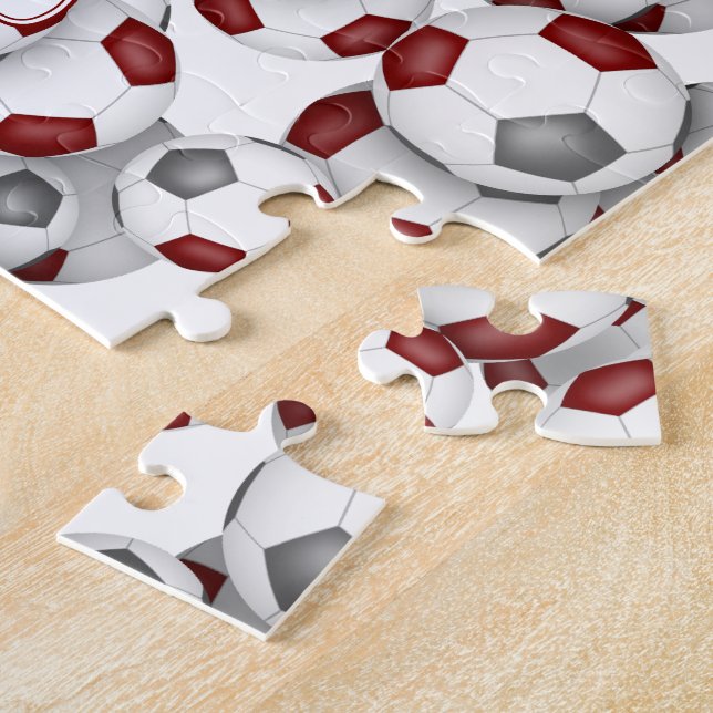 Puzzle equipo de color gris marrón chica fútbol masculino (Lado)