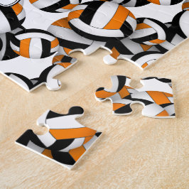 Puzzle equipo de voleibol naranja negro con el nombre del