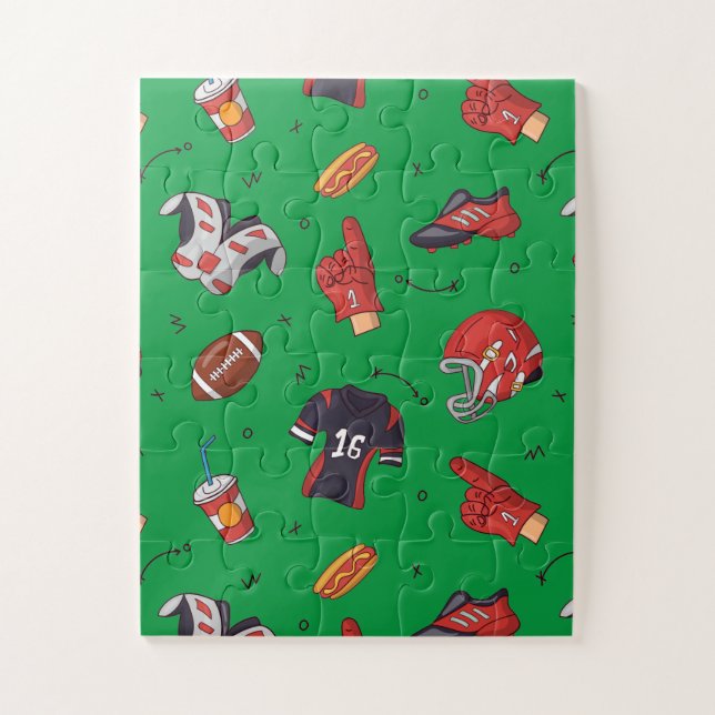 Puzzle Equipo deportivo de fútbol con patrón de comida (Vertical)