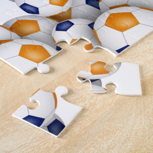 Puzzle equipo naranja azul colores chica fútbol masculino
