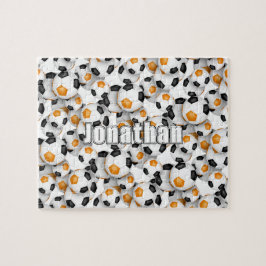 Puzzle equipo naranja negro colores chica