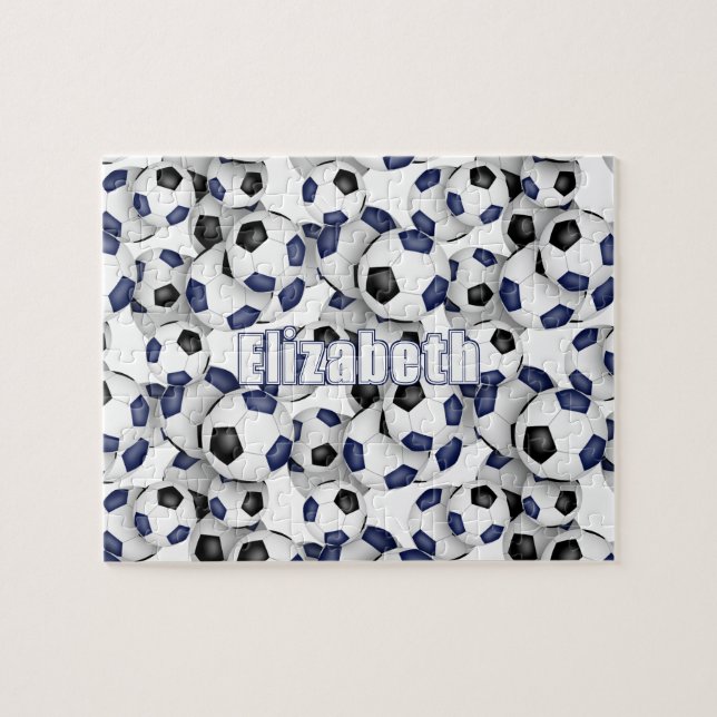 Puzzle equipo negro azul colores chicas fútbol (Horizontal)