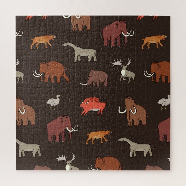 Puzzle Era Mammoth: Patrón Temático Prehistórico. (Vertical)