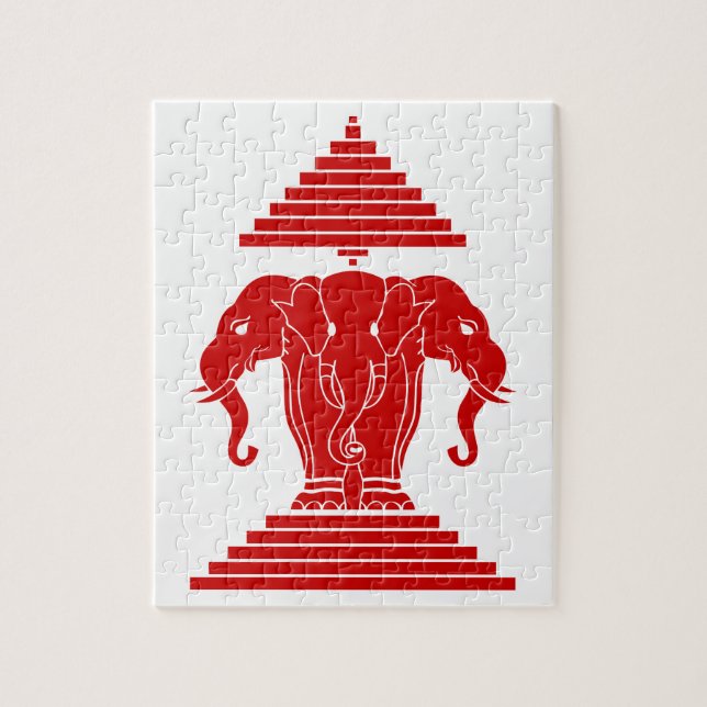 Puzzle Erawan tres dirigió Lao del elefante/la bandera de (Vertical)