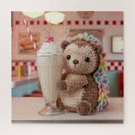 Puzzle Erizo al crochet y batido en Diner Retro
