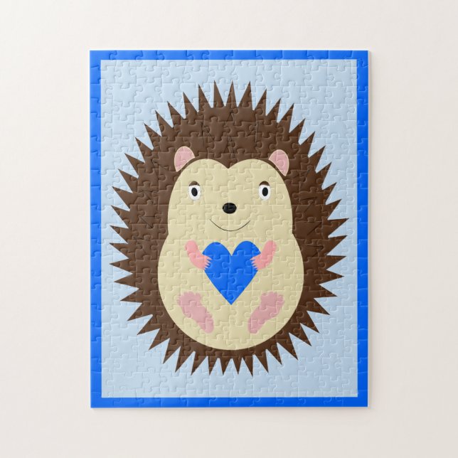 Puzzle Erizo Corazón Azul Niño (Vertical)