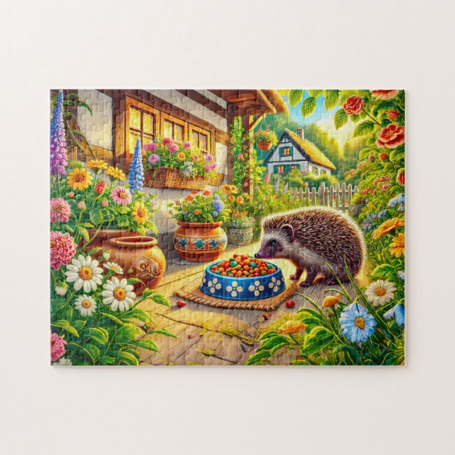 Puzzle Erizo en Comida para Gatos en la Terraza (Horizontal)