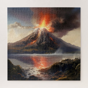 Puzzle Erupción del volcán sobre el agua
