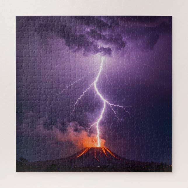 Puzzle Erupción dramática de relámpagos volcánicos noctur (Vertical)