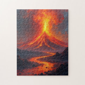 Puzzle erupción volcánica lava caliente colorida