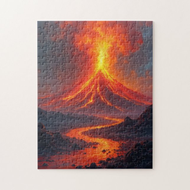 Puzzle erupción volcánica lava caliente colorida (Vertical)