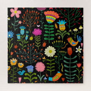 Puzzle Esbozar un patrón artístico floral sin fisuras.