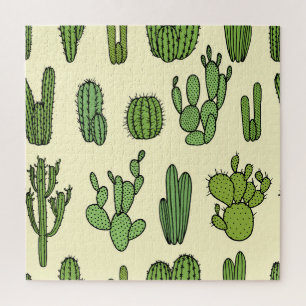 Puzzle Esbozo Cactus: Elegancia Floral Vintage.