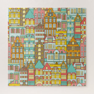 Puzzle Esbozo de la ciudad Panorama: Casas impecables.