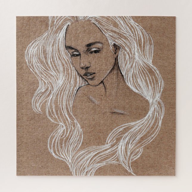 Puzzle Esbozo de retrato: Ilustracion joven Chica (Vertical)