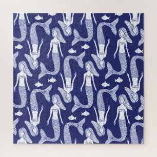 Puzzle Esbozo de sirena: Patrón de peces de época.