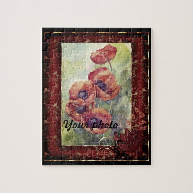 Puzzle Esbozo lápiz mano flor de amapola roja belleza (Vertical)